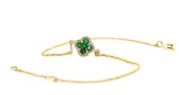 Emerald and diamond set 18ct yellow gold bracelet