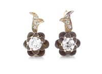 Antique diamond, silver and gold earrings