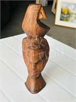 10 " tall wood carved bust & bird