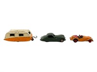 (3) Dinky Toys - Caravan, Jaguar, M.G. Midget
