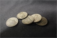 Lot of 5 War Time Silver Nickels