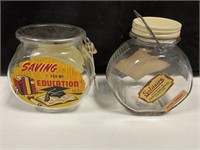 RARE ! VTG "Saving For My Education “ Glass Bank