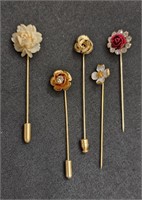 Vntg Flower Design Hat Pins