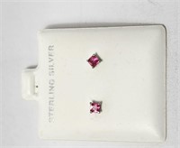 Pink October Post Ear Rings Sterling Silver VTG