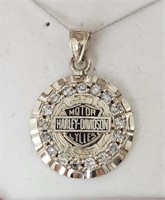 Harley Davidson Crystal Pendant on Sterling SilveG