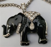 Ladies Bejeweled Elephant Necklace & Pendant