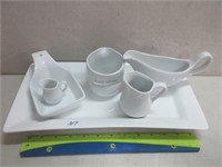 WHITE TRAY AND DISHWARE