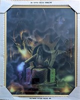 16x20 Fantasy Art Dragonfire Wizard in Castle