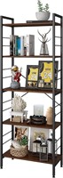 5 Tier Industrial Bookshelf  Wood & Metal