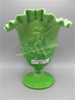 Fenton Chamelion Green Dancing Lady vase
