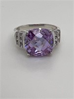 Purple Amethyst Silver Ring