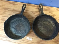 Lot of 2 Unmarked Cast Iron Skillets