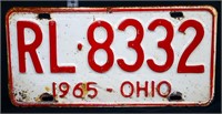 1965 Ohio license plate