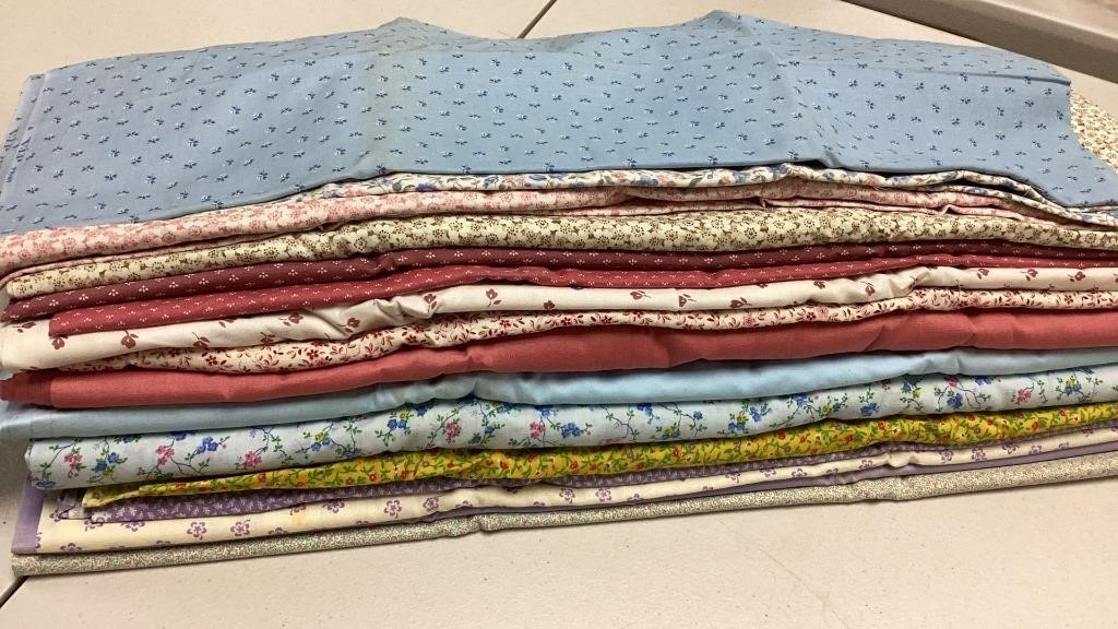 Fabric remnants, assorted lengths, prints may