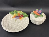 Fitz and Floyd Vegetable Garden Weave Plate Dish