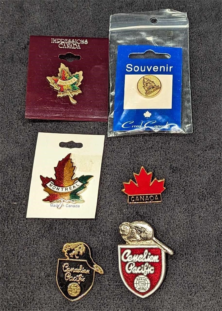 6 Assorted Souvenir Canadian Pins F18