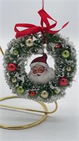 MINIATURE WREATH WITH SANTA PIC-APPROX 4 INCHES