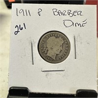 1911 BARBER SILVER DIME