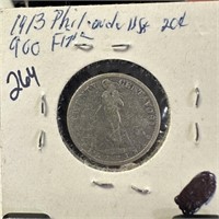 1913 PHILIPPINES 20 CENTAVOS SILVER COIN