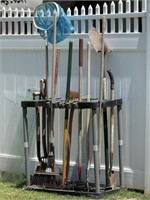 Garden tool storage rack and all yard tools