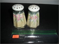 Green with Purple Flowers Salt and Pepper Shakers
