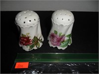 White with Flowers Salt and Pepper Shakers