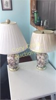 Pair Of Table Lamps Clear Glass With Sea Shells