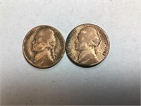 1942P and 1942S silver nickels