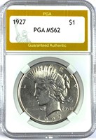 1927 Silver Peace Dollar MS-62