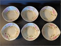 6 hand painted dessert bowls