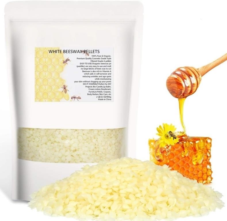 New 2lb White Beeswax Pellets, Natural Bees Wax