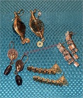 Lot of 4 Beautiful Earrings, Stones, Rhinestones