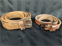 Two Vintage Mens & Ladies Leather Belt