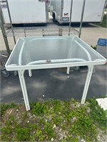 Square glass top patio table