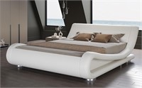 SHA CERLIN King Upholstered Bed Frame  White King