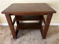 Wood Side Table on Wheels