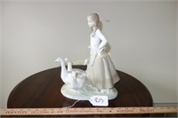 CERAMIC GIRL W/ GEESE FIGURE BY ZAPL - SPAIN -