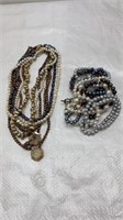 Pearl necklaces and bracelets