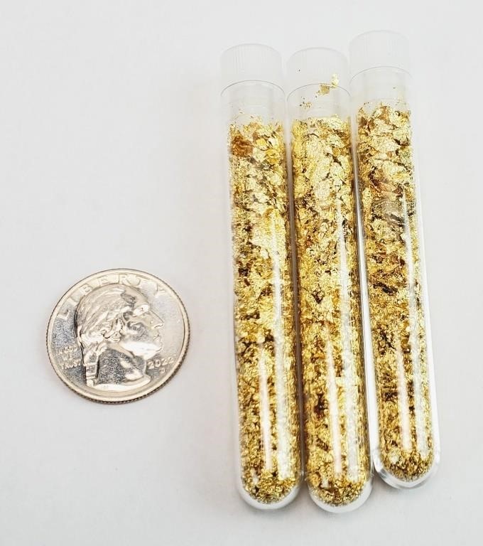 3 VIALS OF GOLD FLAKES - FULL