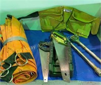 Tool Belt, Mitre Saw, Tarp and Wrench