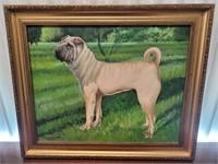 Sung, Dog Portrait, Oil on Canvas.Signed
