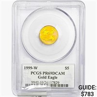 1999-W US 1/10oz. Gold $5 Eagle PCGS PR69 DCAM