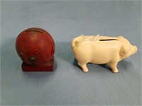 Cast Iron Pig And Safe Coin Banks
