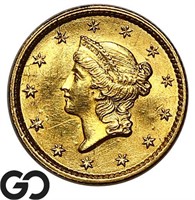 1852 $1 Gold Liberty, Lustrous Choice BU++ Dollar
