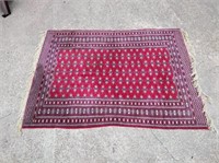 Wool and Silk Fringed Area Rug