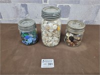 Vintage jars with buttons