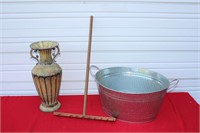 Vase, Wooden Rake & Tub