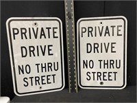 Pair of Private Drive Metal Street Signs