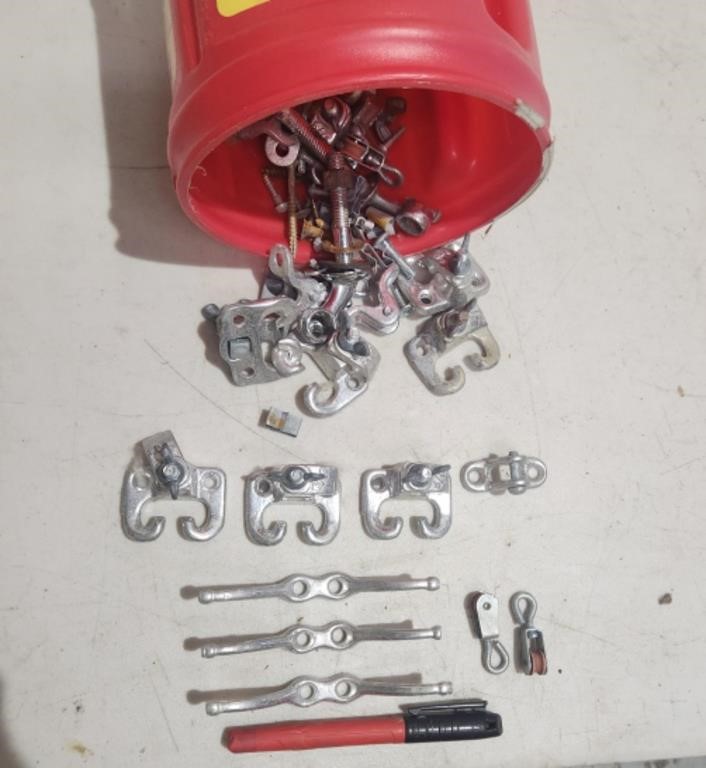 Tub of Brackets and Cleats, Small Pullies