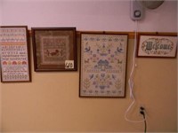 (4) Needlepoint Pictures